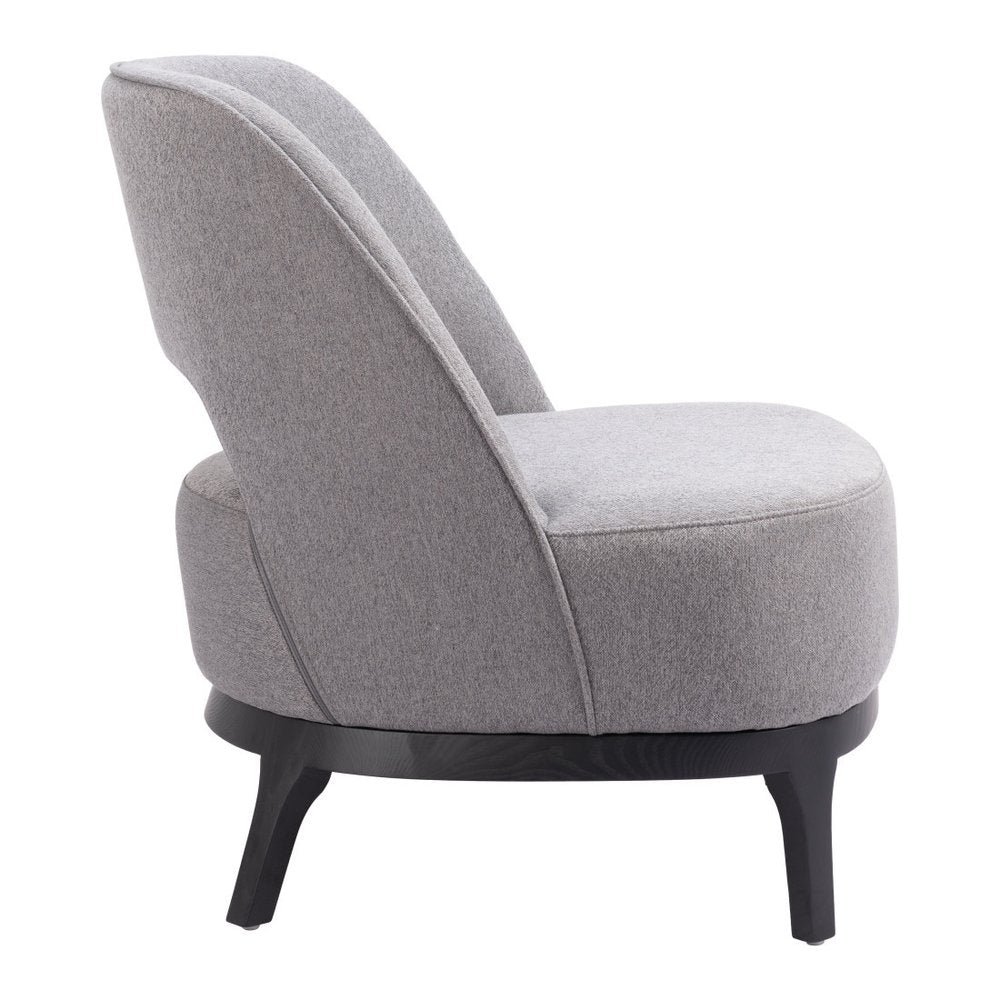 26" Gray And Black Upholstered Lounge Chair