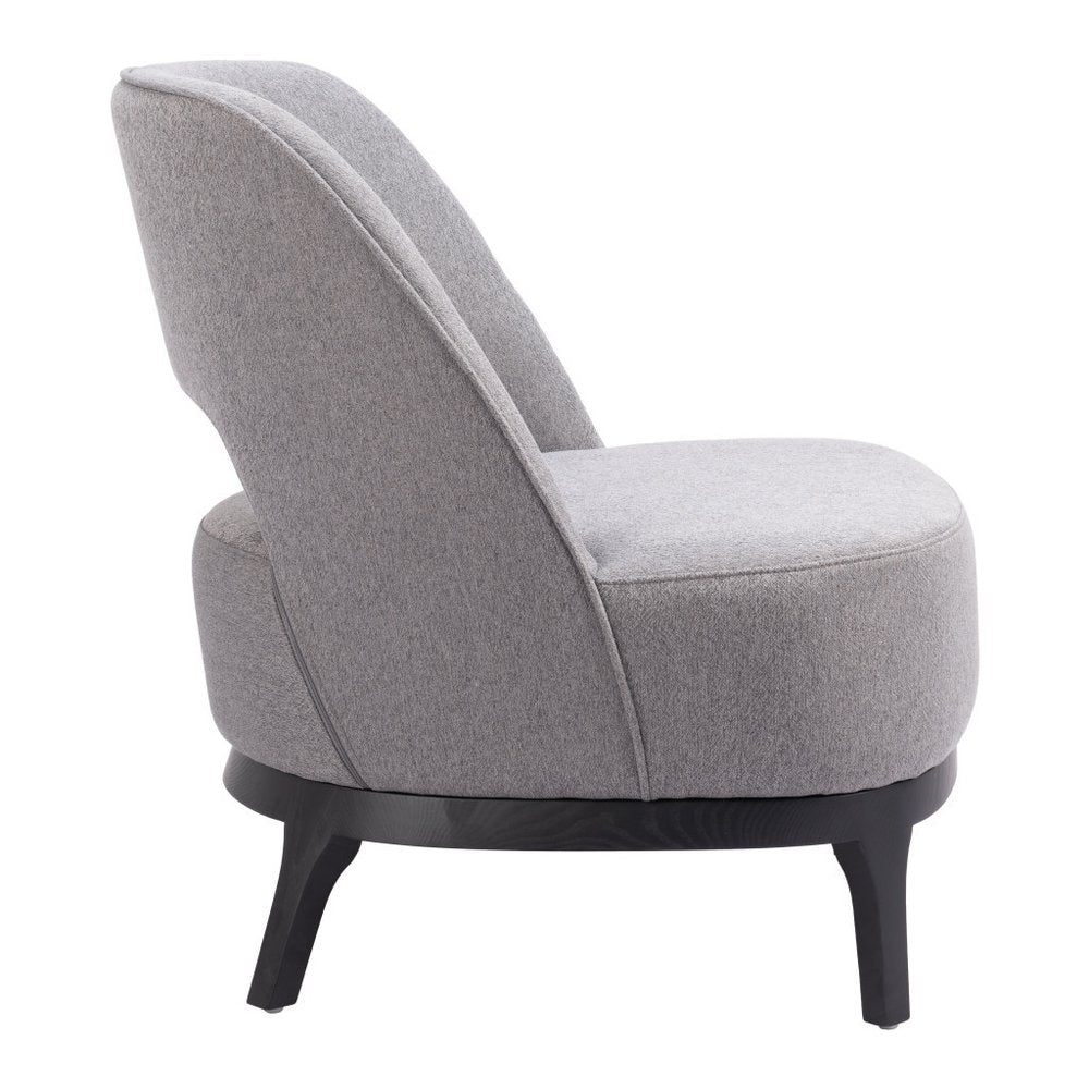26" Gray And Black Upholstered Lounge Chair