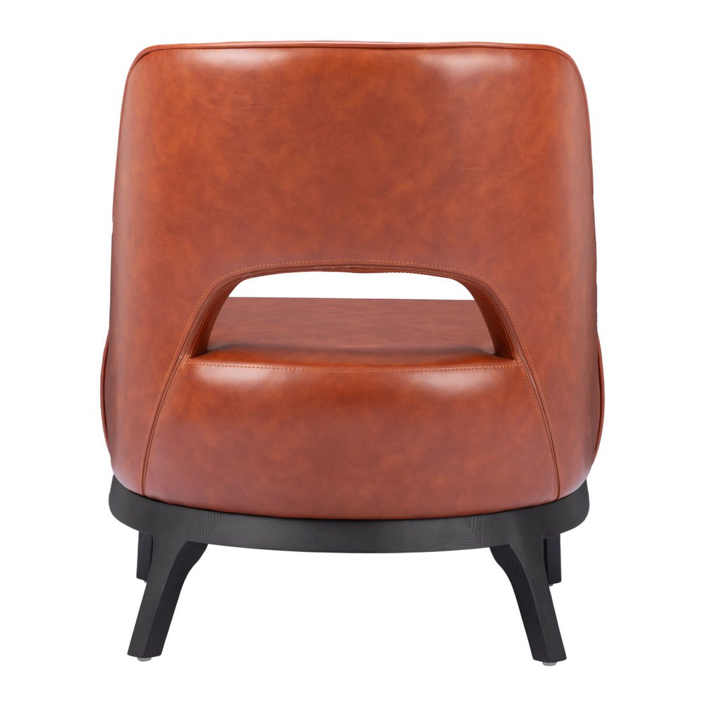 26" Brown And Black Faux Leather And Faux Leather Lounge Chair