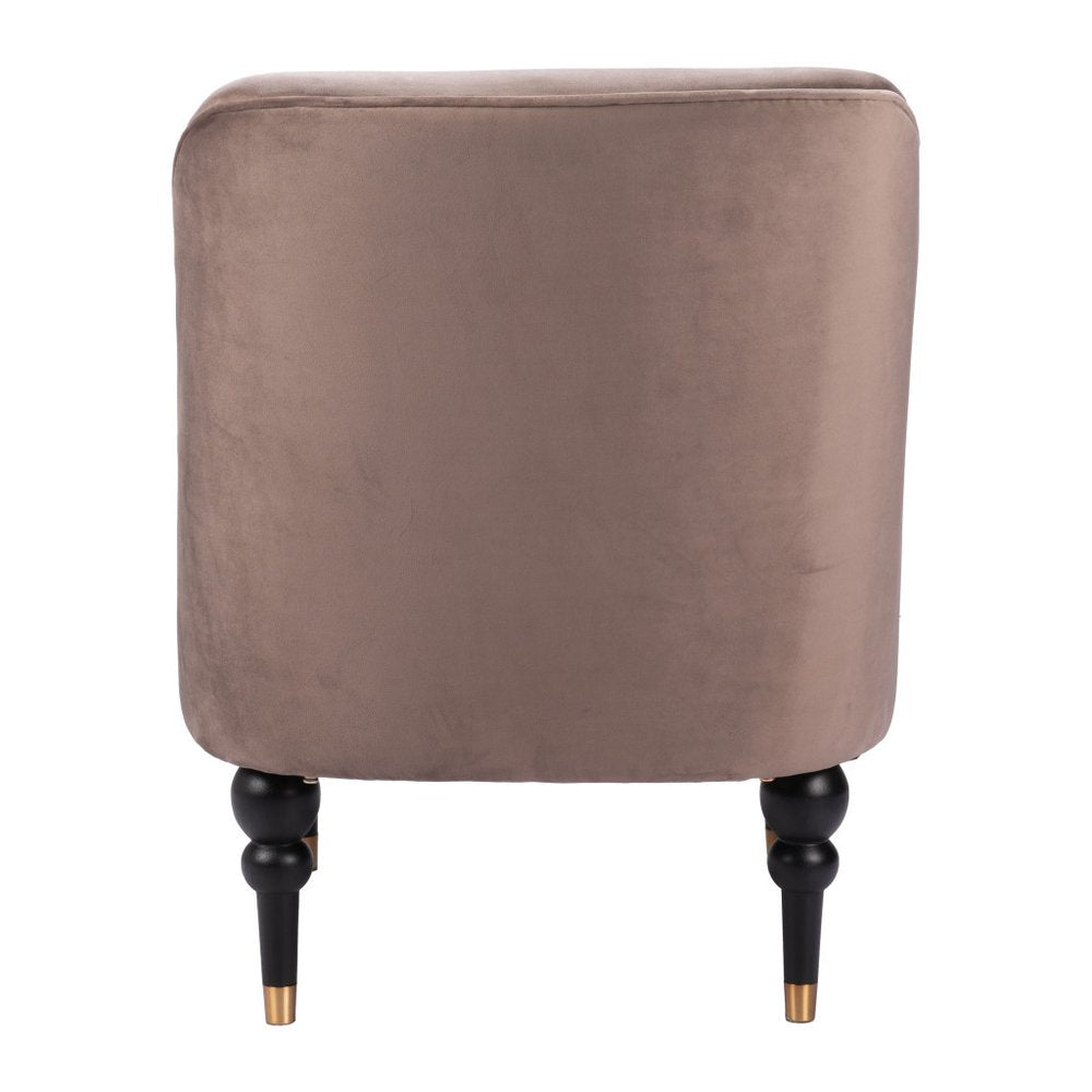 22" Taupe And Black And Gold Velvet And Upholstered Side Chair