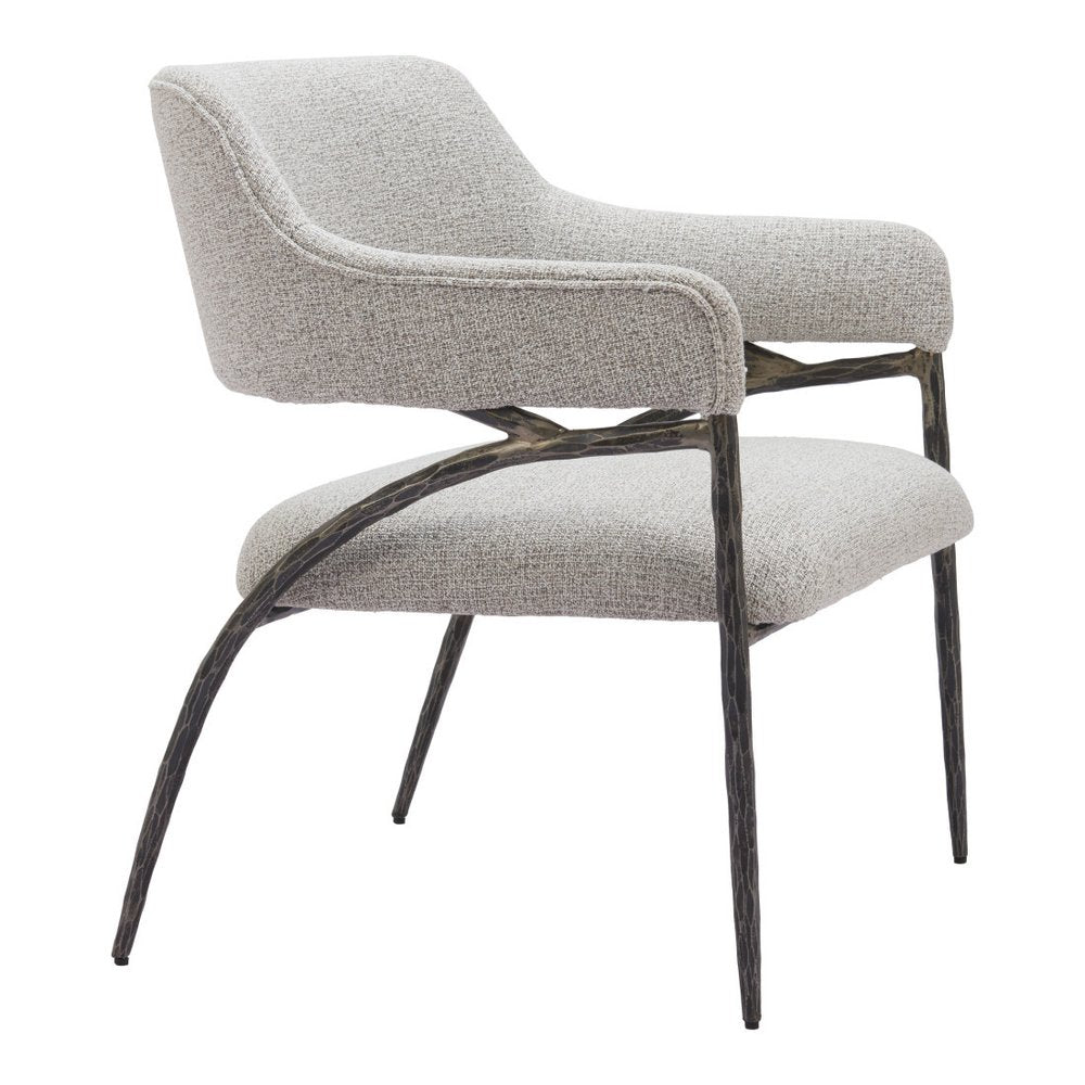 28" Gray And Black Upholstered Arm Chair