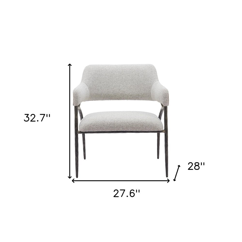 28" Gray And Black Upholstered Arm Chair