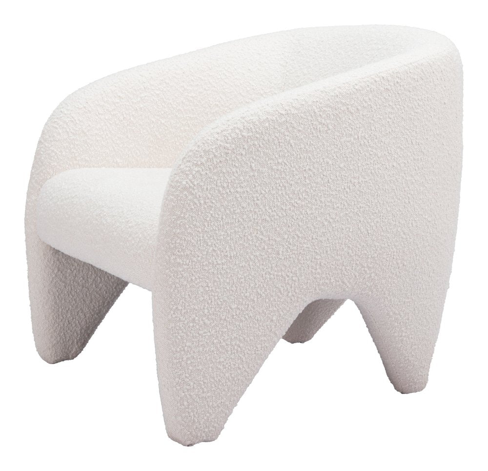 30" White Faux Shearling And Upholstered Arm Chair
