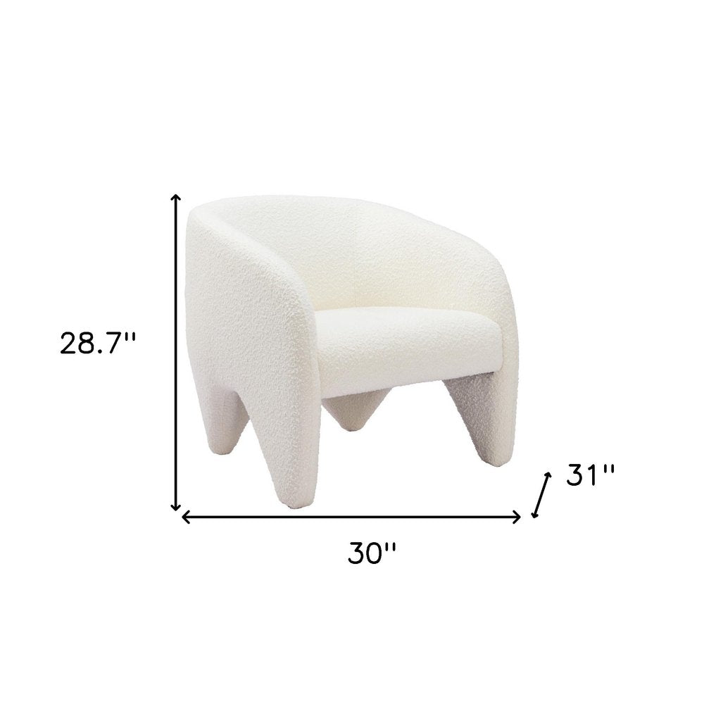 30" White Faux Shearling And Upholstered Arm Chair