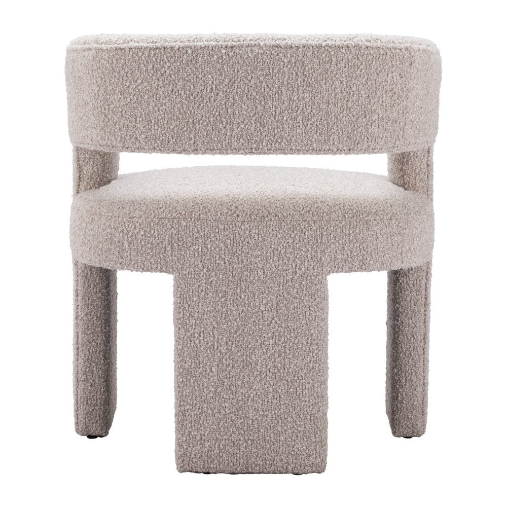27" Beige Faux Shearling And Upholstered Arm Chair