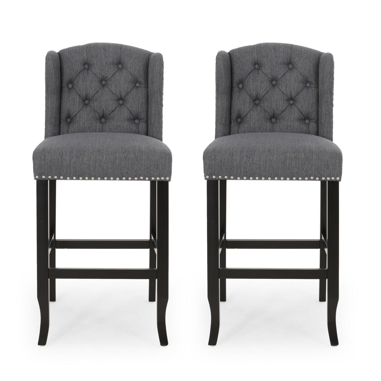 Solara - Fabric Tufted Counter Stool With Nailhead Accents (Set of 2) by Couch.com