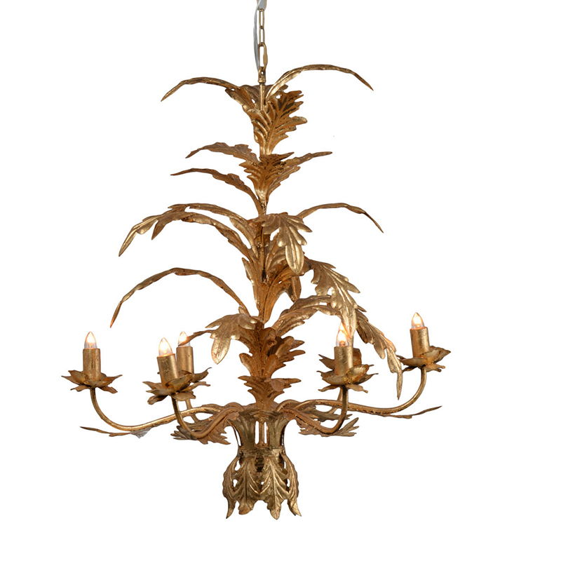 6 Light Metal Chandelier, Hanging Light Fixture With Adjustable Chain For Kitchen Dining Room Foyer Entryway, Bulb Not Included - Gold by Couch.com