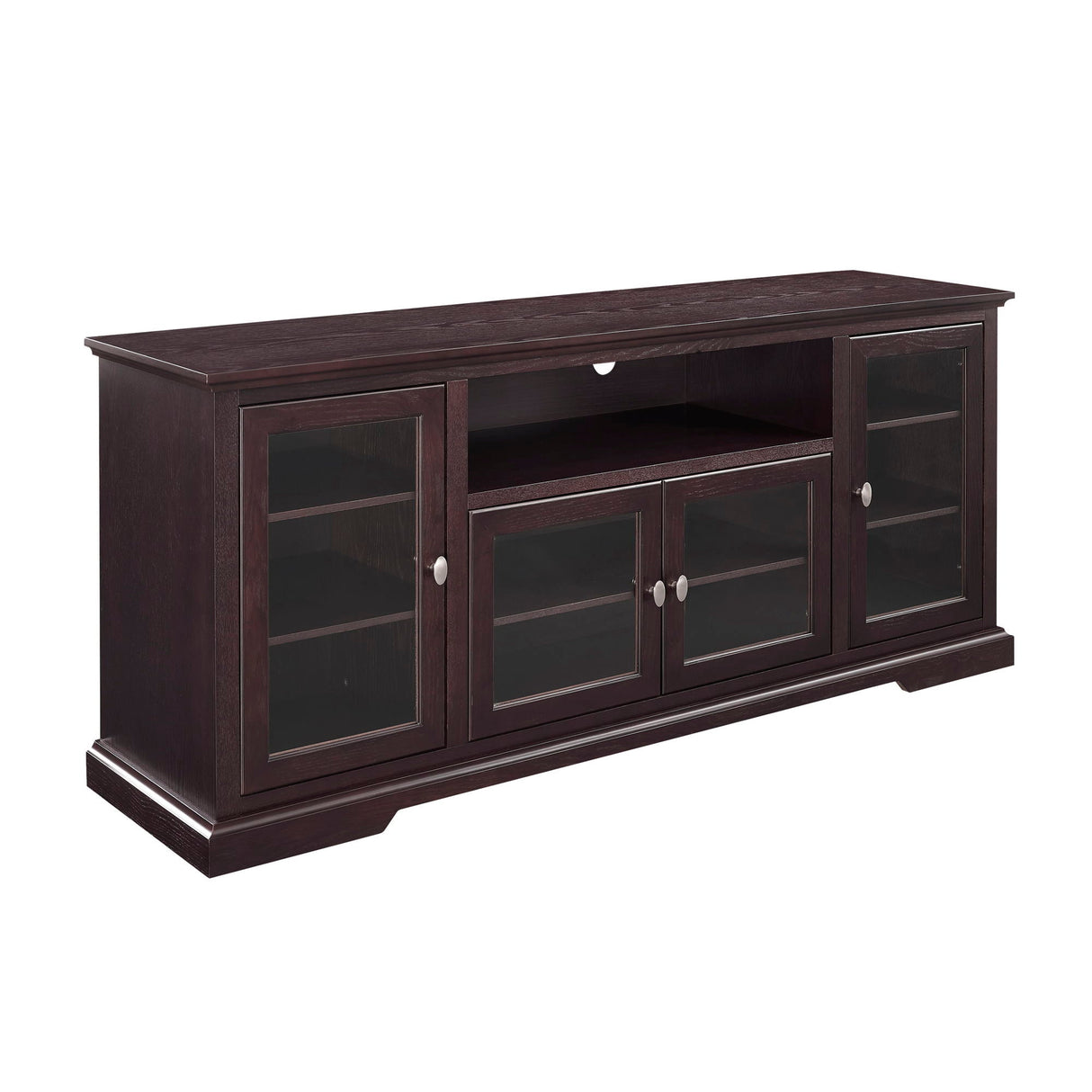 Transitional Classic 70" TV Stand For 80" TVs With 4 Glass Doors by Couch.com