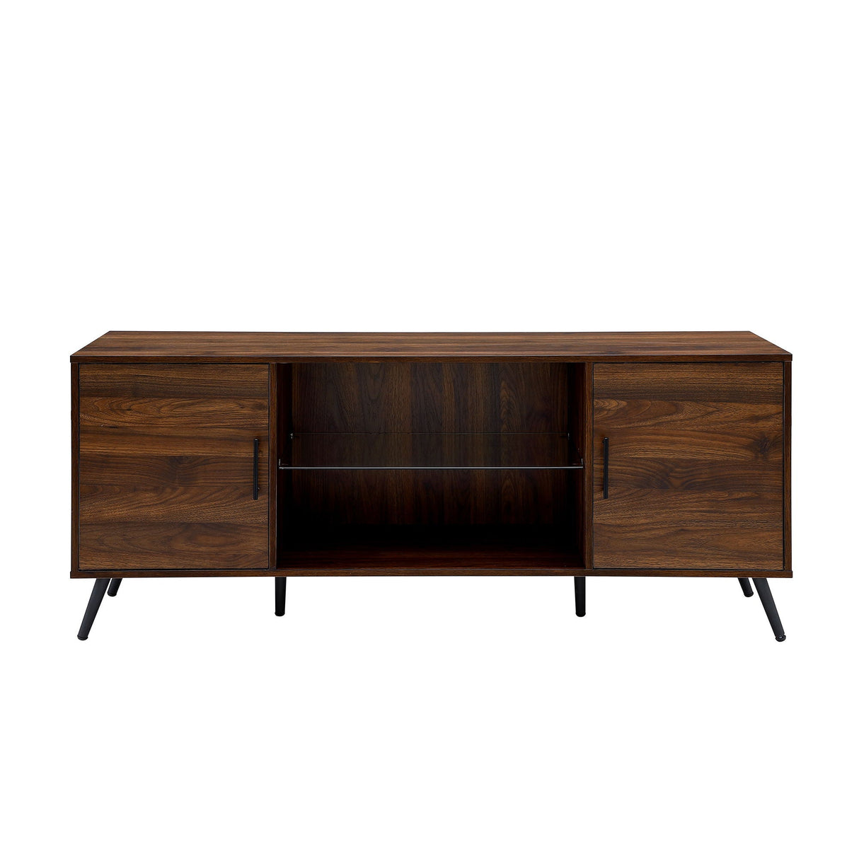 Mid-Century Modern 2 Door TV Stand With Glass Shelf by Couch.com