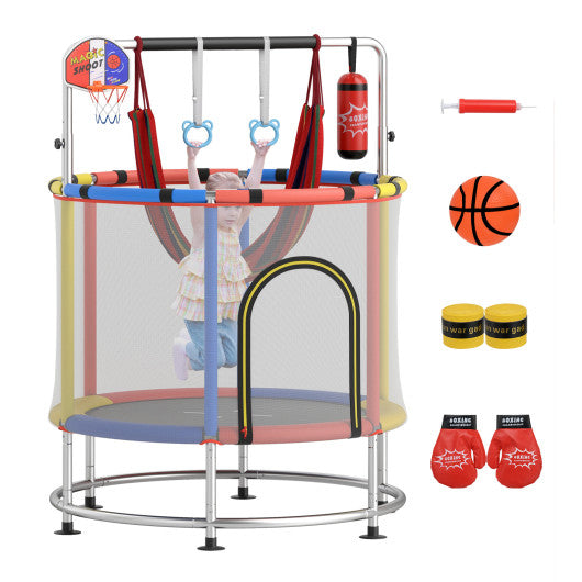 55" Kids Trampoline Gift for for 3-6 Years Old Boys and Girls-Red