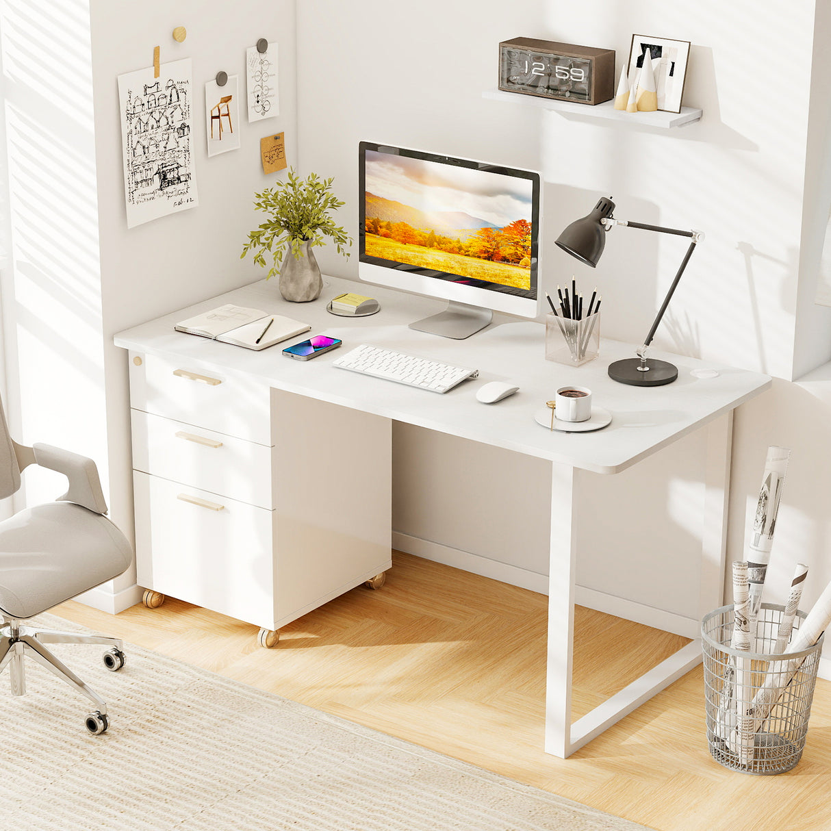 55" x 28" Universal Tabletop for Standard and Standing Desk Frame-Natural