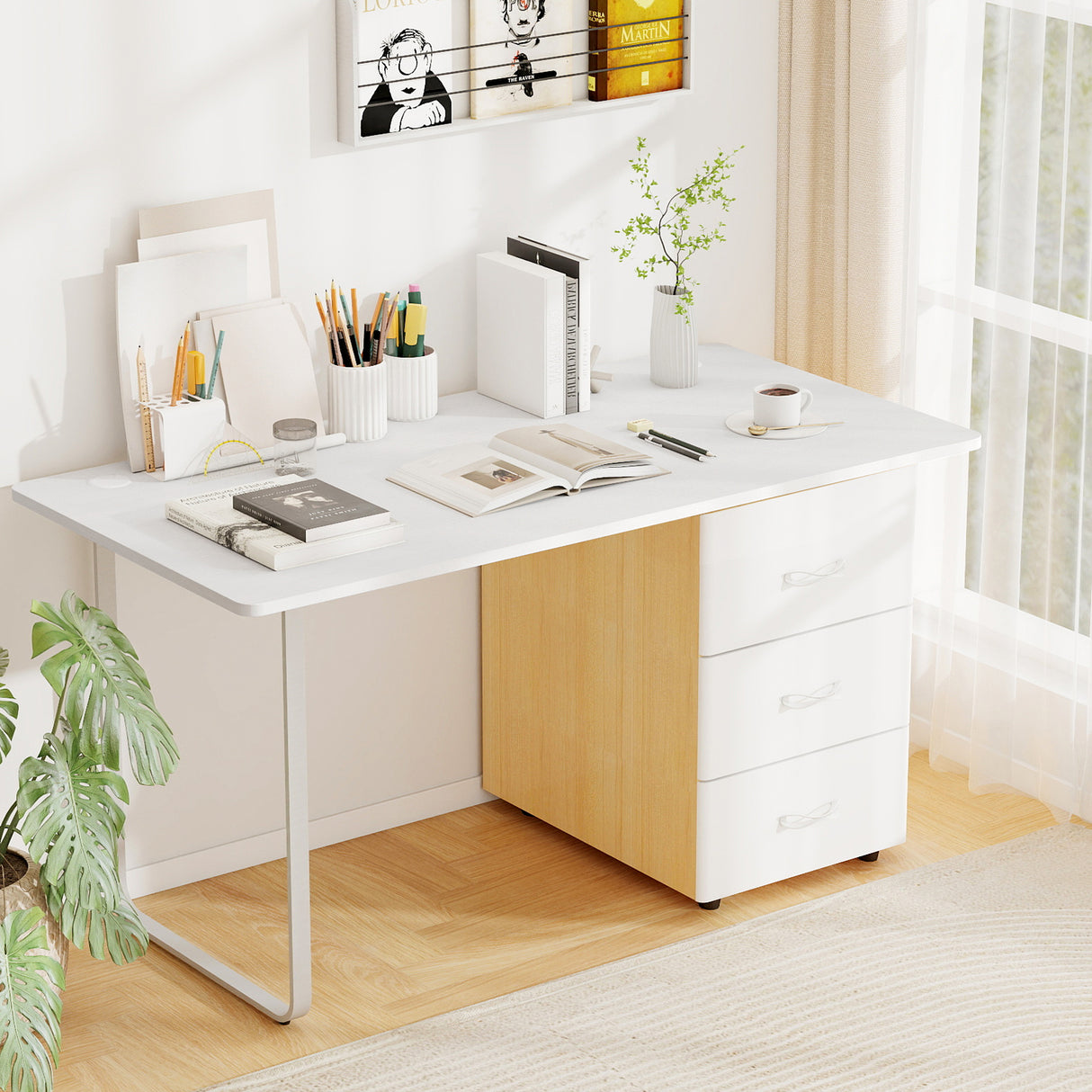 55" x 28" Universal Tabletop for Standard and Standing Desk Frame-Natural