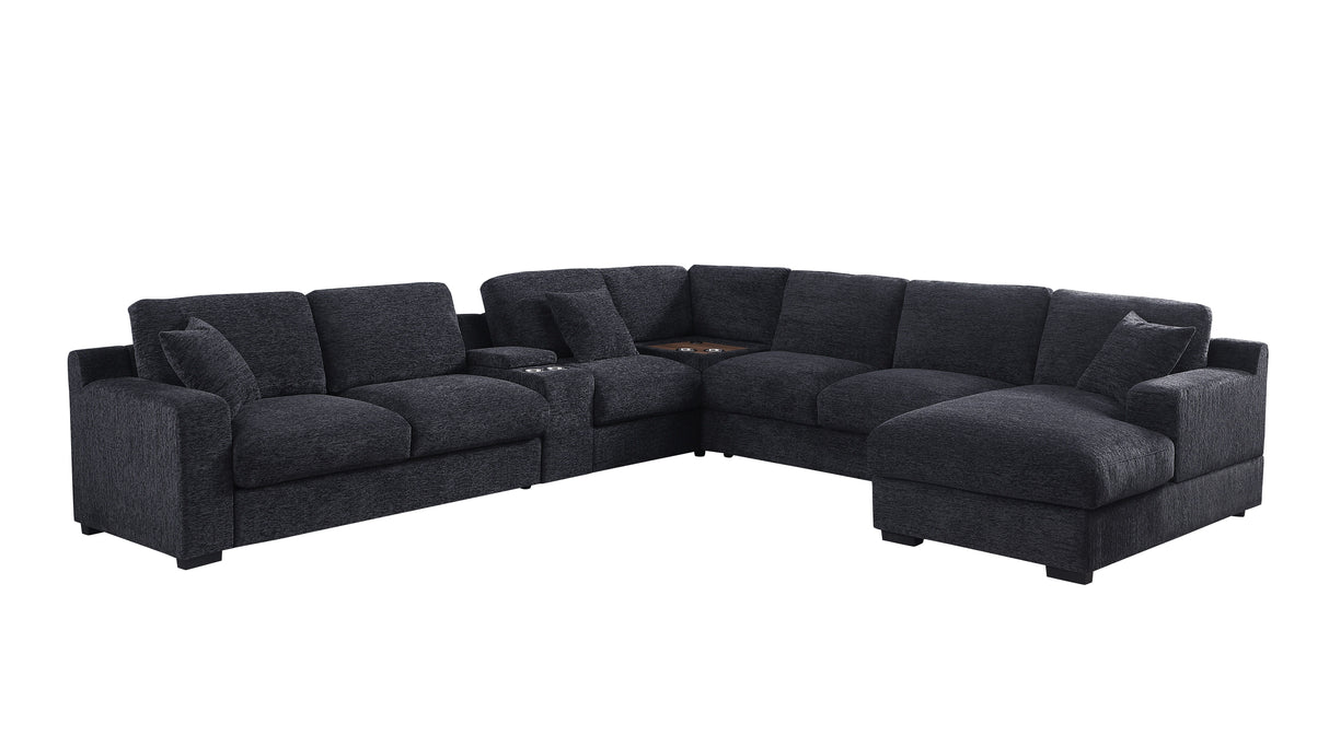 Celine - Chenille Fabric Corner Sectional Sofa With Right-Facing Chaise, Cupholders, And Charging Ports by Couch.com