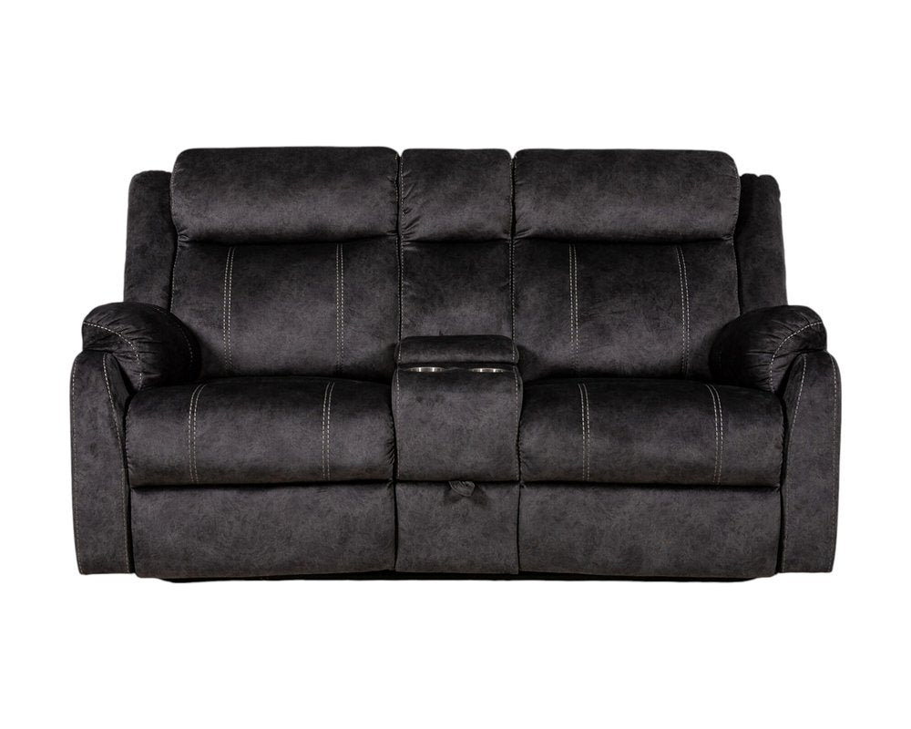 70" Dark Gray Microfiber Manual Reclining Loveseat With Storage