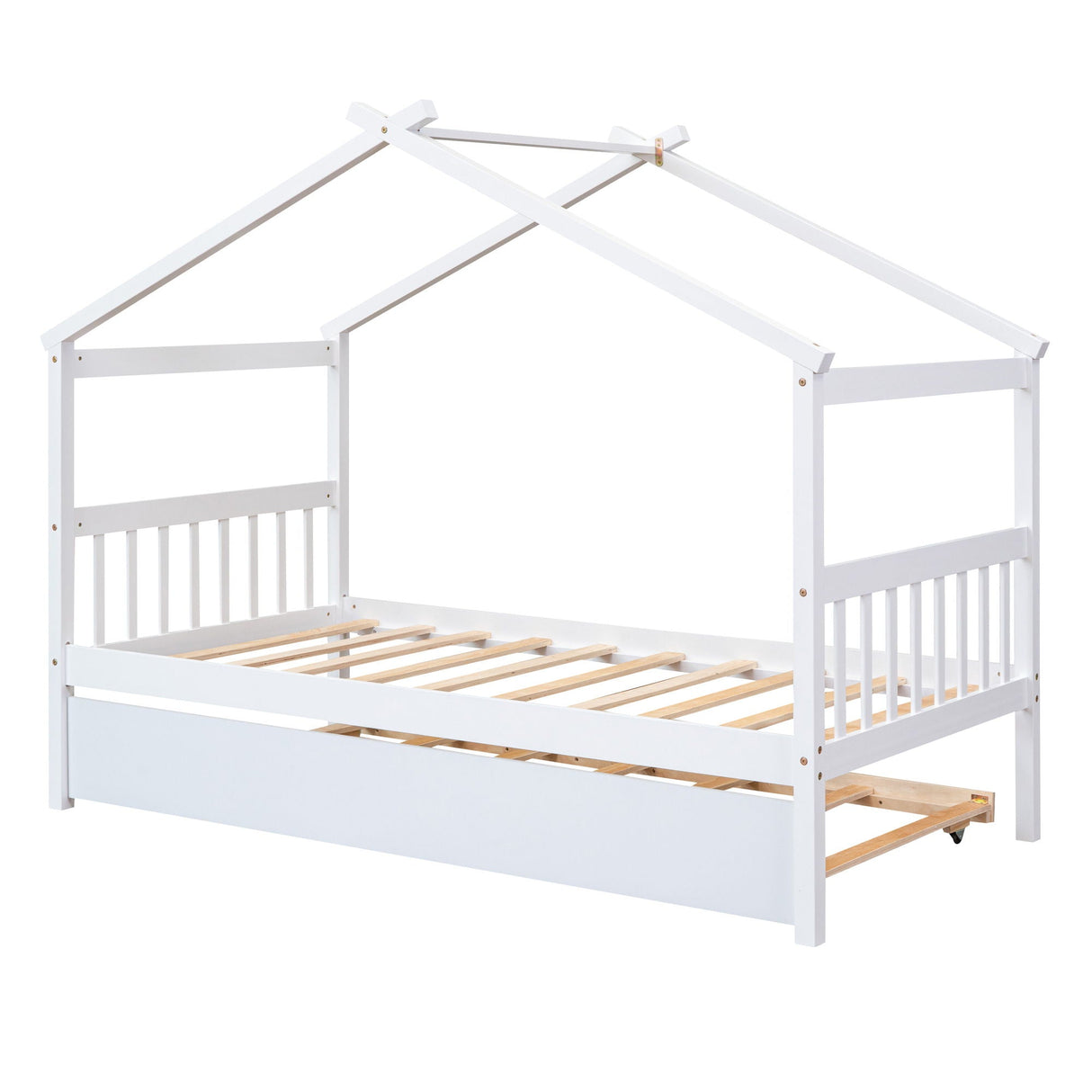 Wooden House Bed With Twin Size Trundle by Couch.com