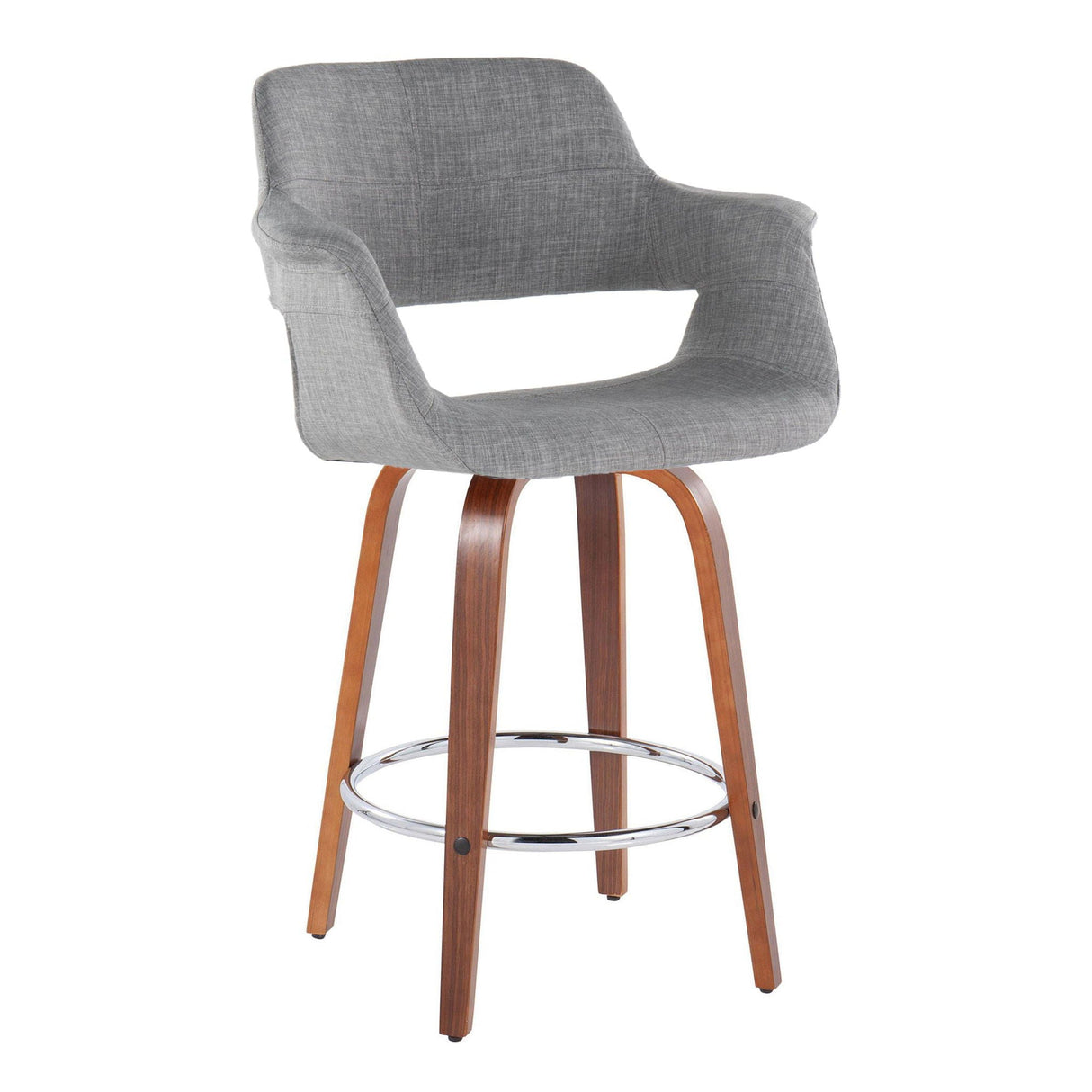 Vintage Flair - Mid-Century Modern Fixed Height Counter Stool With Swivel With Round Footrest (Set of 2) by Couch.com