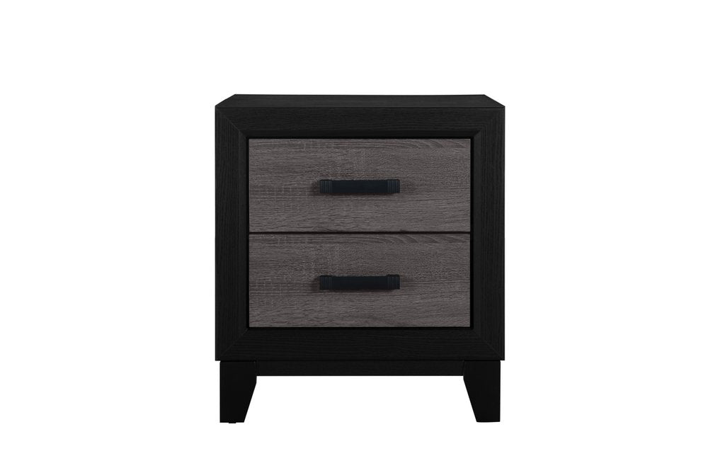 22" Black And Gray Wood Two Drawer Nightstand