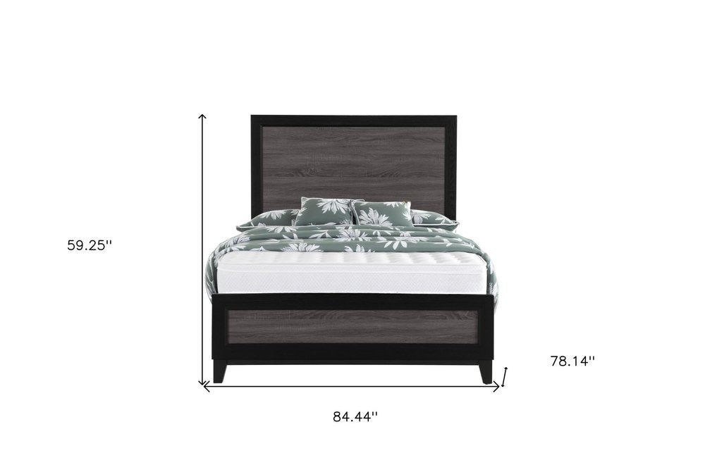 Gray and Black Wood King Bed Frame