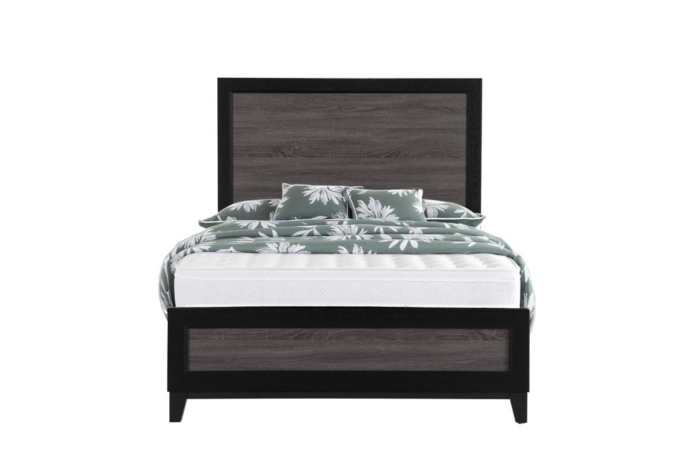 Gray and Black Wood King Bed Frame