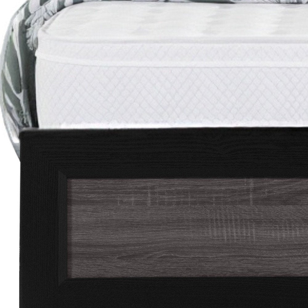 Black And Gray Inlaid Panels Queen Bed Frame