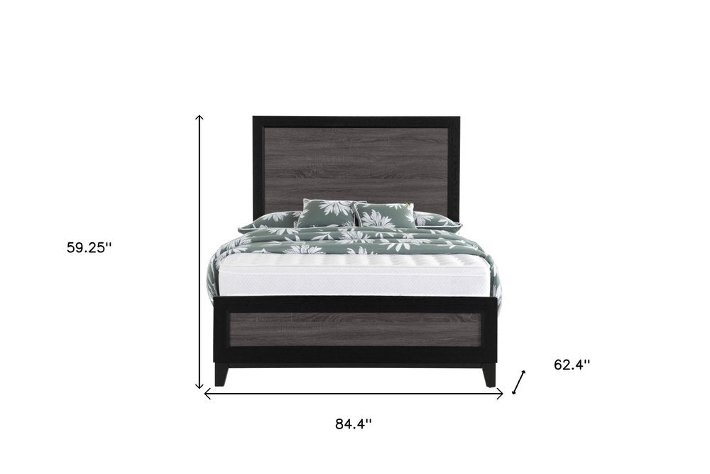 Black And Gray Inlaid Panels Queen Bed Frame