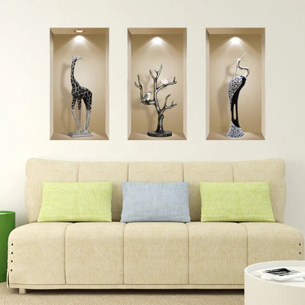 Set of Three Aga Faux Niche 3D Peel and Stick Wall Decals