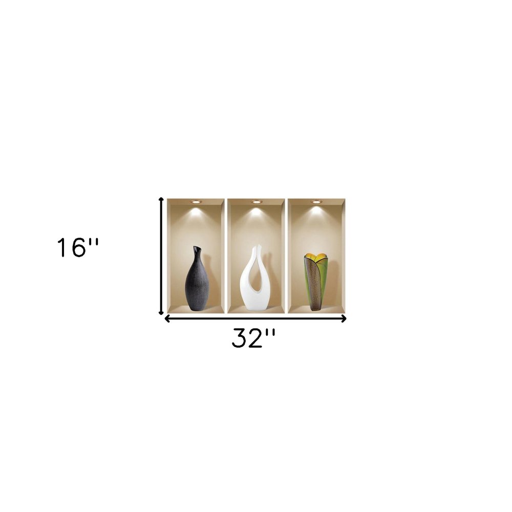 Set of Three Gia Faux Niche 3D Peel and Stick Wall Decals