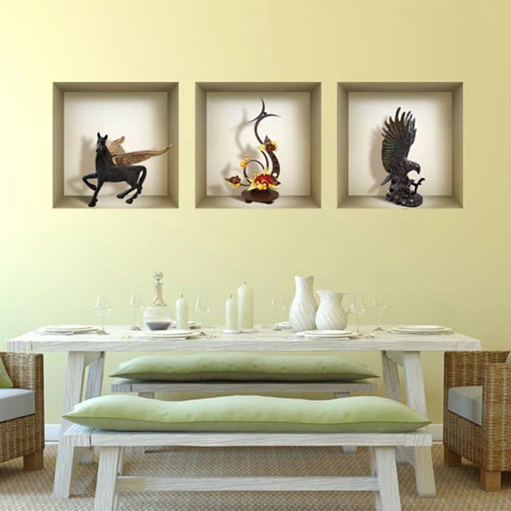 Set of Three Hag Faux Niche 3D Peel and Stick Wall Decals
