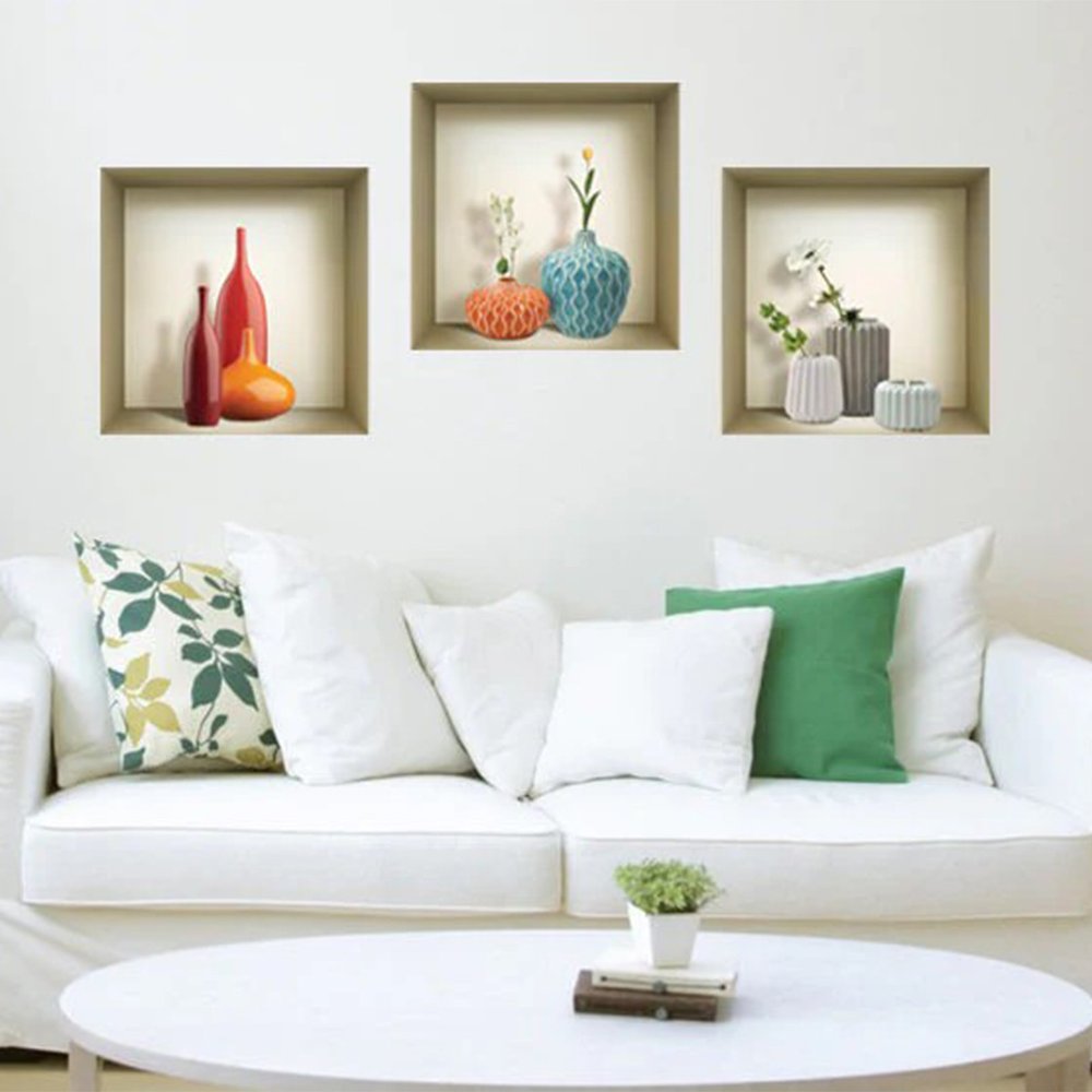 Set of Three Liv Faux Niche 3D Peel and Stick Wall Decals