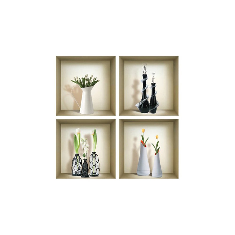 Set of Four jay Faux Niche 3D Peel and Stick Wall Decals