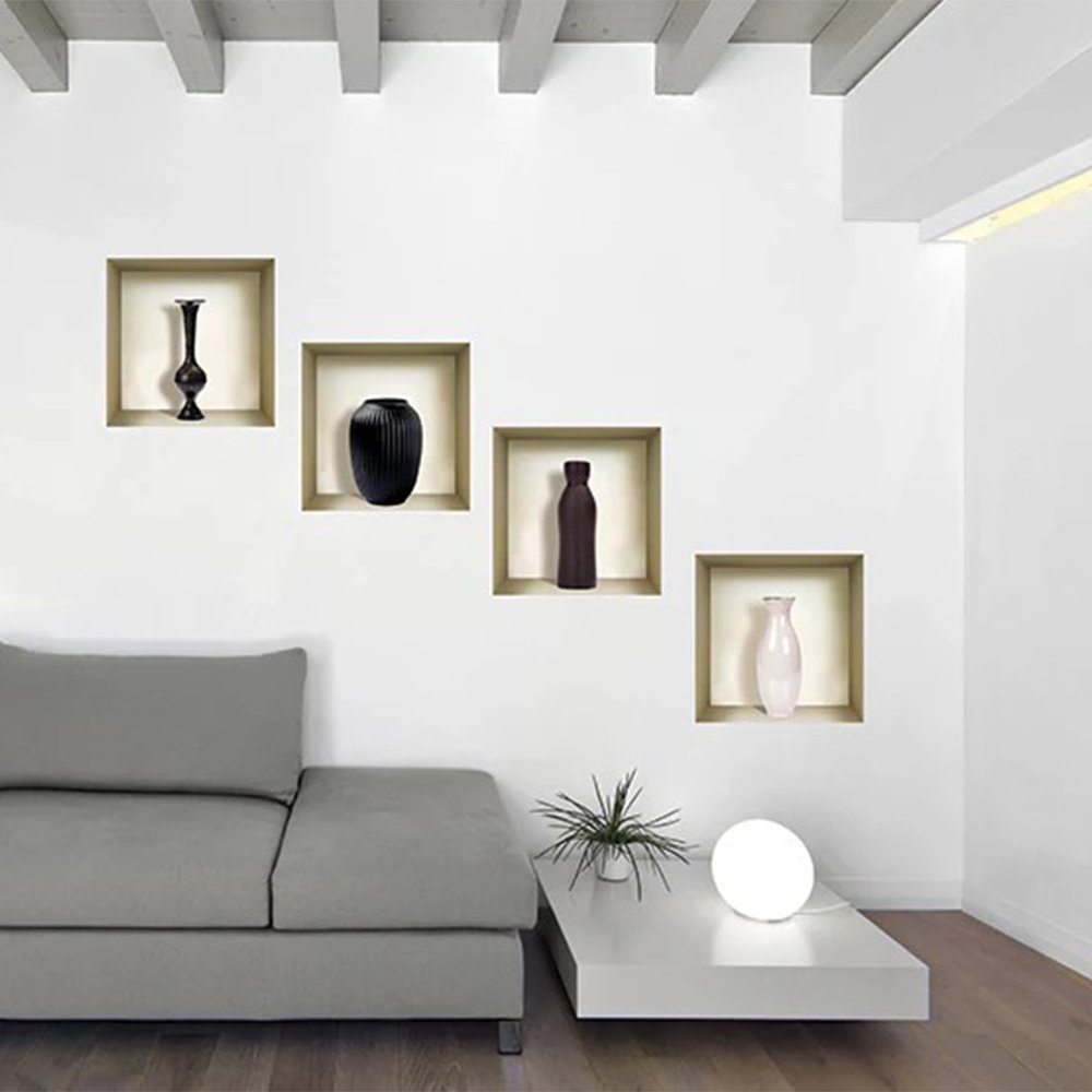Set of Four Rio Faux Niche 3D Peel and Stick Wall Decals