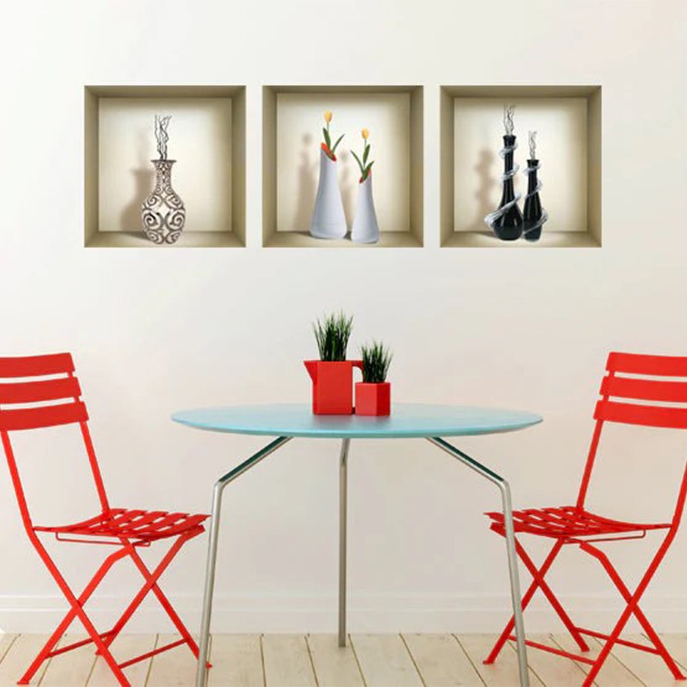 Set of Three Ray Faux Niche 3D Peel and Stick Wall Decals
