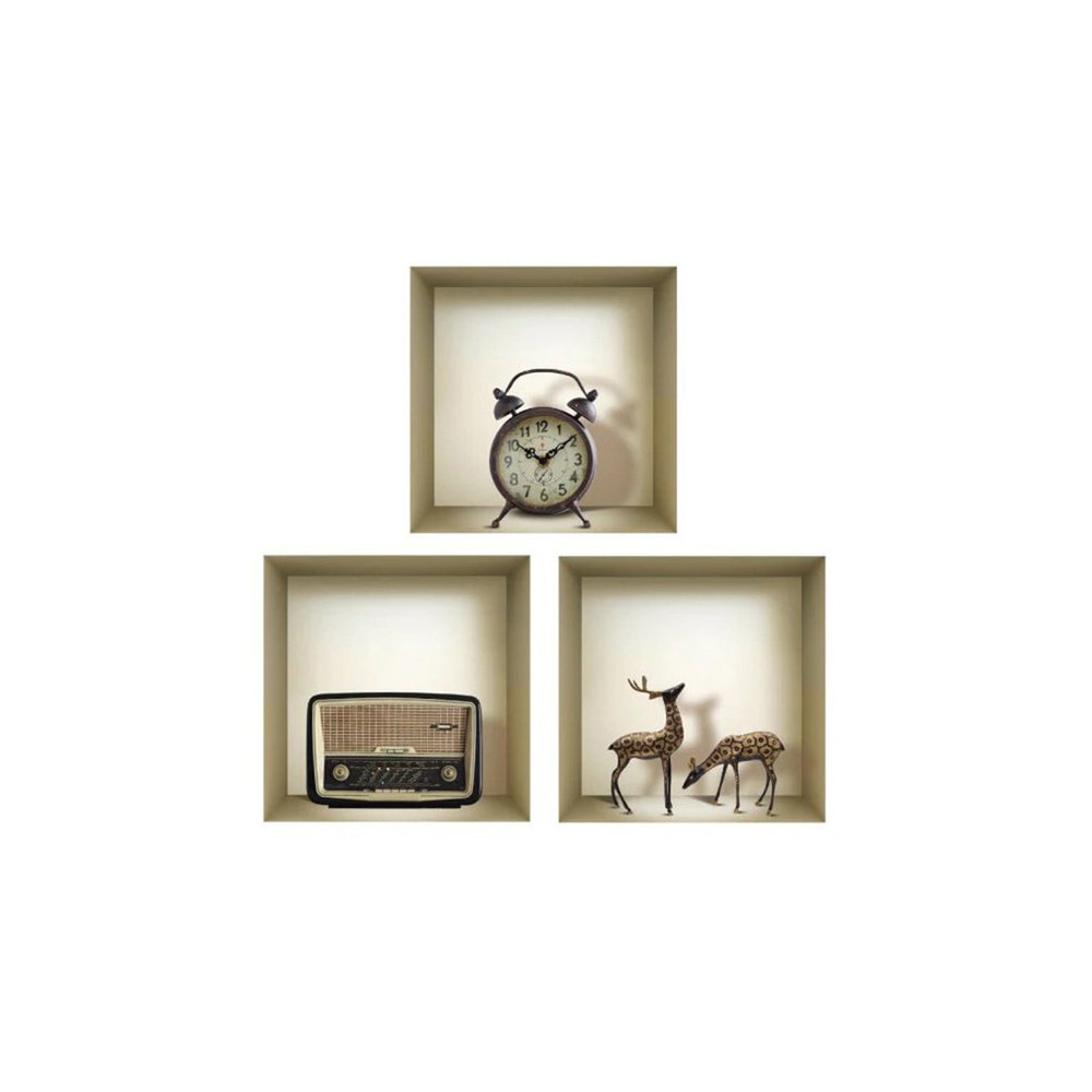 Set of Three Aya Faux Niche 3D Peel and Stick Wall Decals