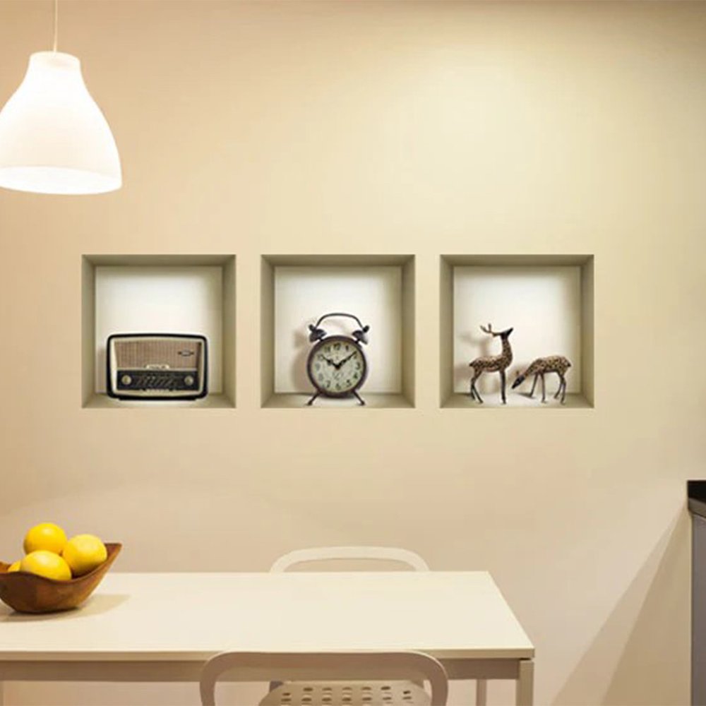 Set of Three Aya Faux Niche 3D Peel and Stick Wall Decals