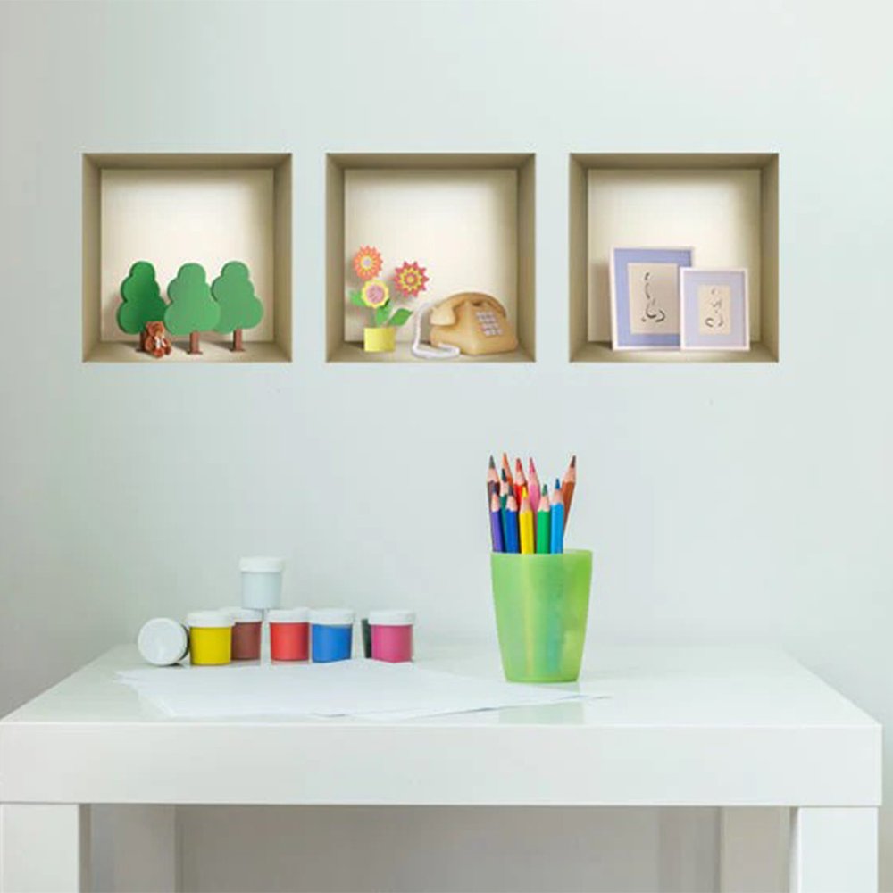 Set of Three Pia Faux Niche 3D Peel and Stick Wall Decals