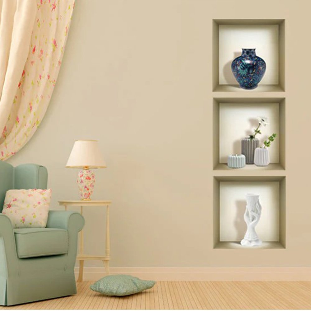Set of Three Avi Faux Niche 3D Peel and Stick Wall Decals