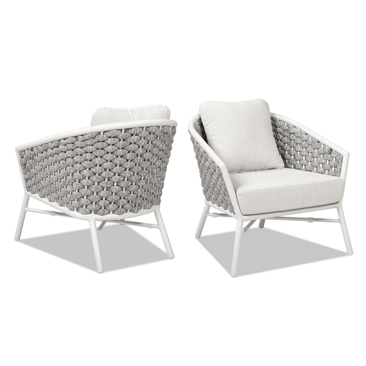 Rowan - Rope Barrel Back Patio Accent Arm Chair (Set of 2) - Optic White by Couch.com