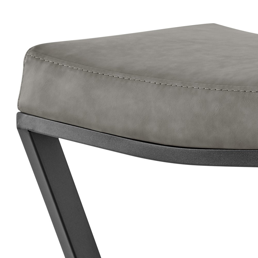 30" Gray And Black Faux Leather And Iron Backless Bar Height Bar Chair