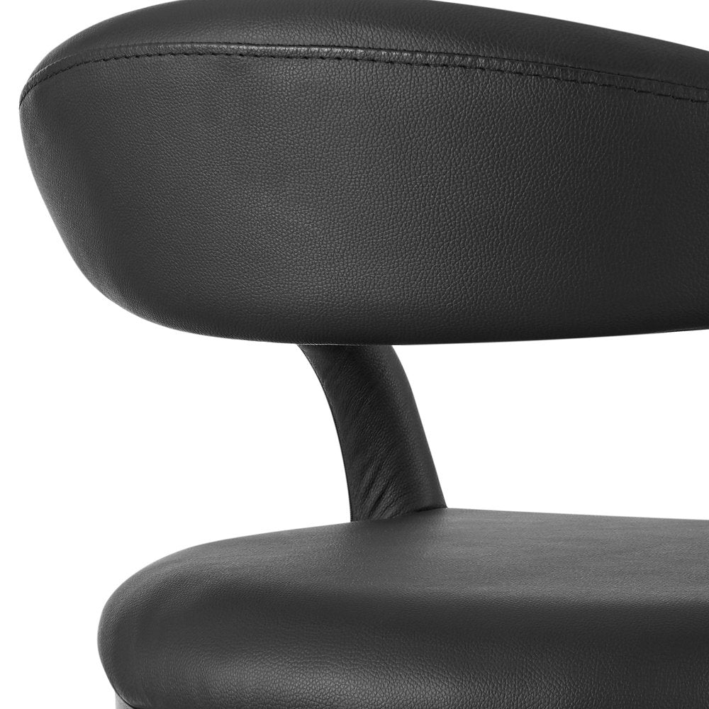 26" Black Faux Leather And Iron Low Back Counter Height Bar Chair