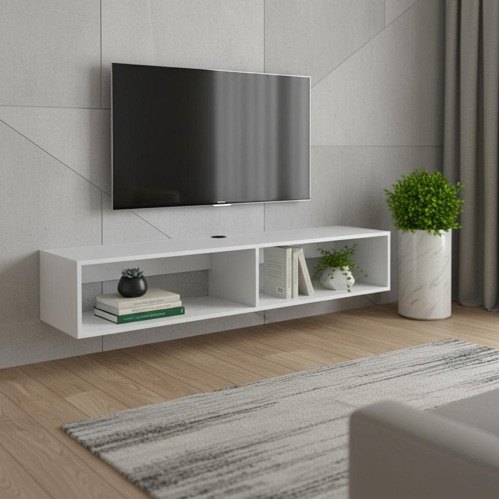 59" White Floating Mount TV Stand