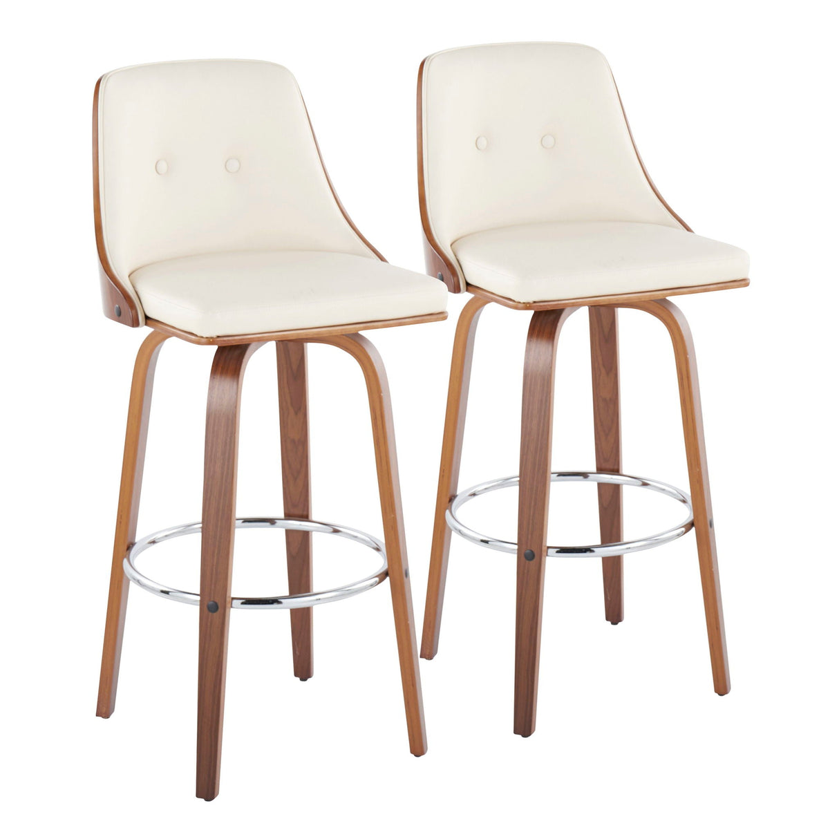 Gianna - Mid Century Modern Fixed Height Barstool With Swivel With Round Footrest (Set of 2) by Couch.com
