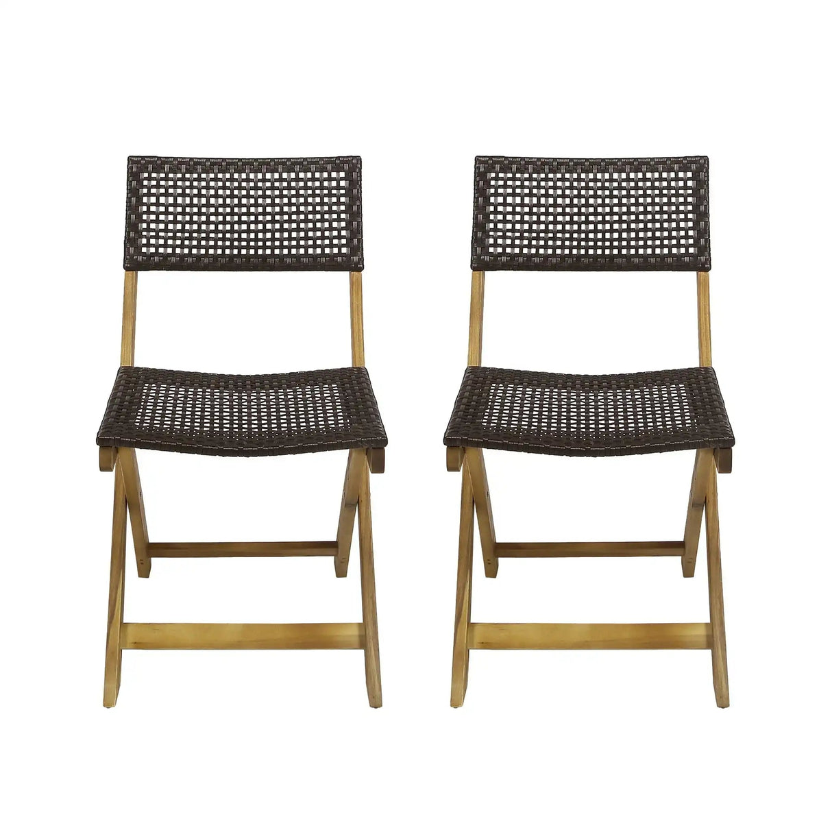 Bistro Foldable Chair With Wicker Backrest