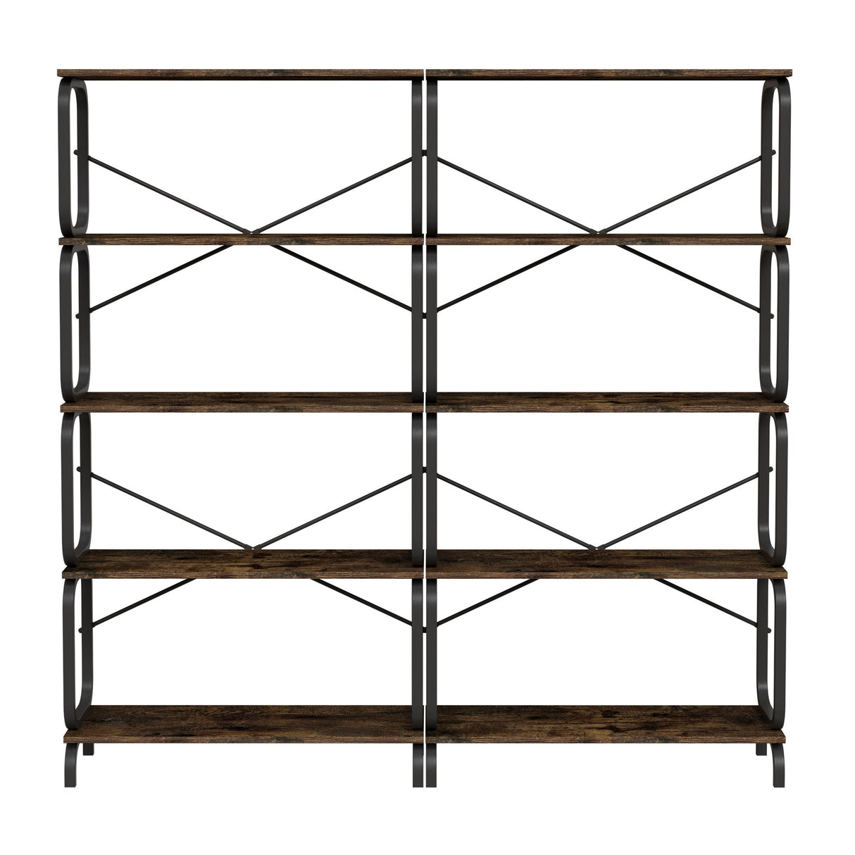 5 Tier Industrial Bookshelf, Tall Bookcase With Open Design, Vintage Storage Organizer by Couch.com