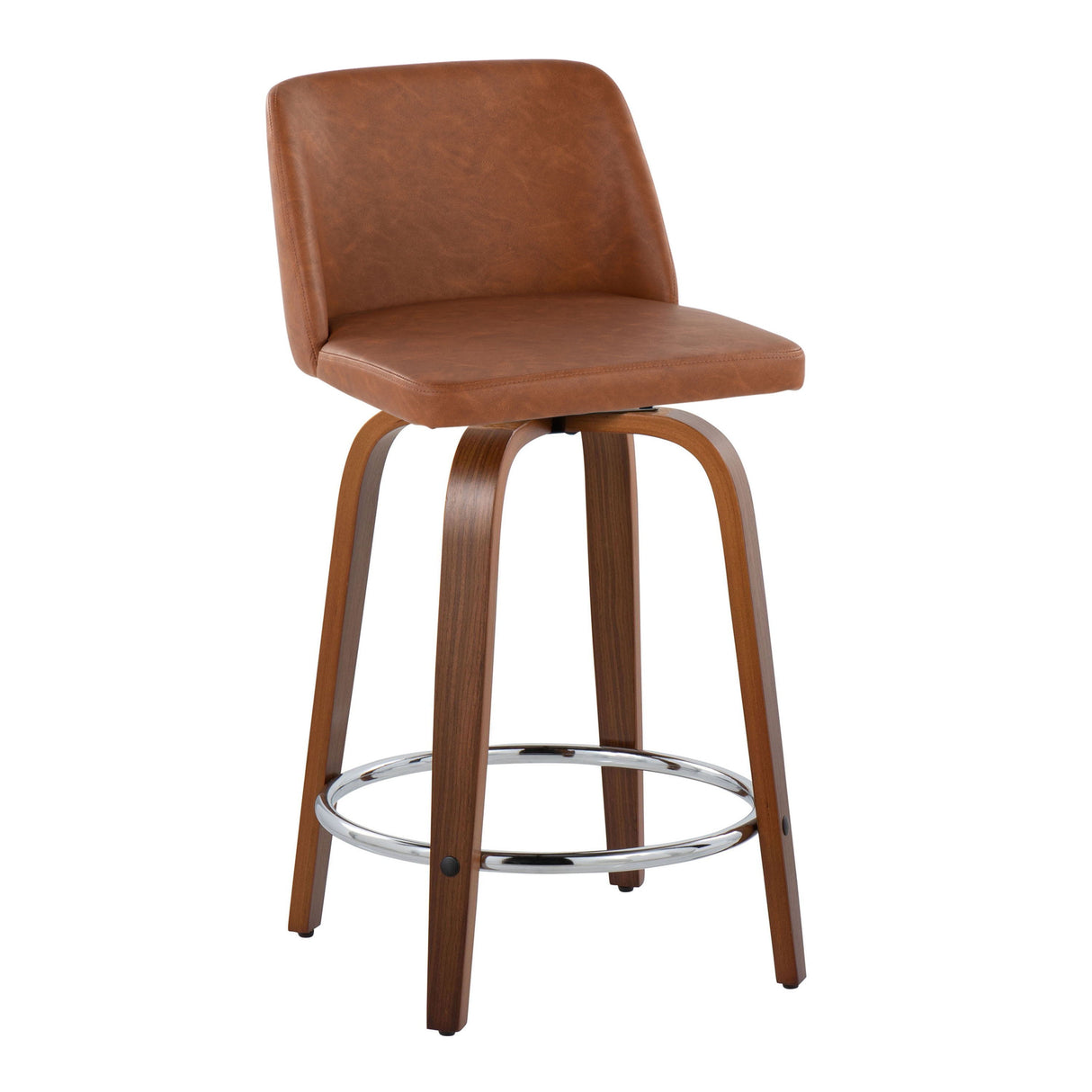 Toriano - Mid Century Modern Fixed Height Counter Stool With Swivel With Round Footrest (Set of 2) by Couch.com
