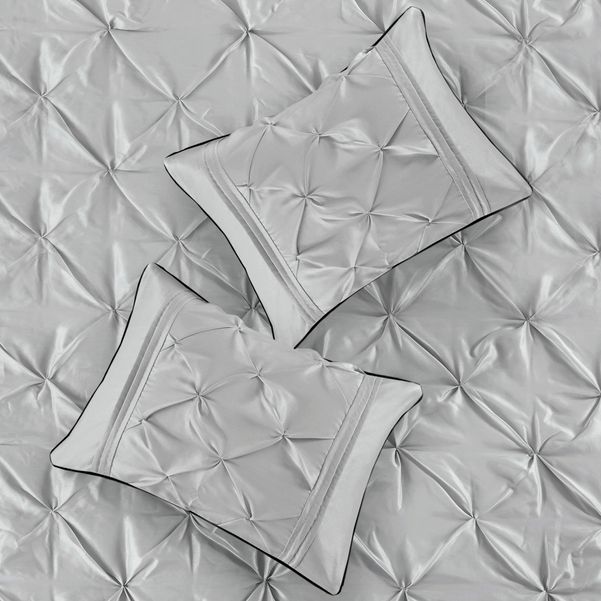 7 Piece Tufted Comforter Set Grey Full