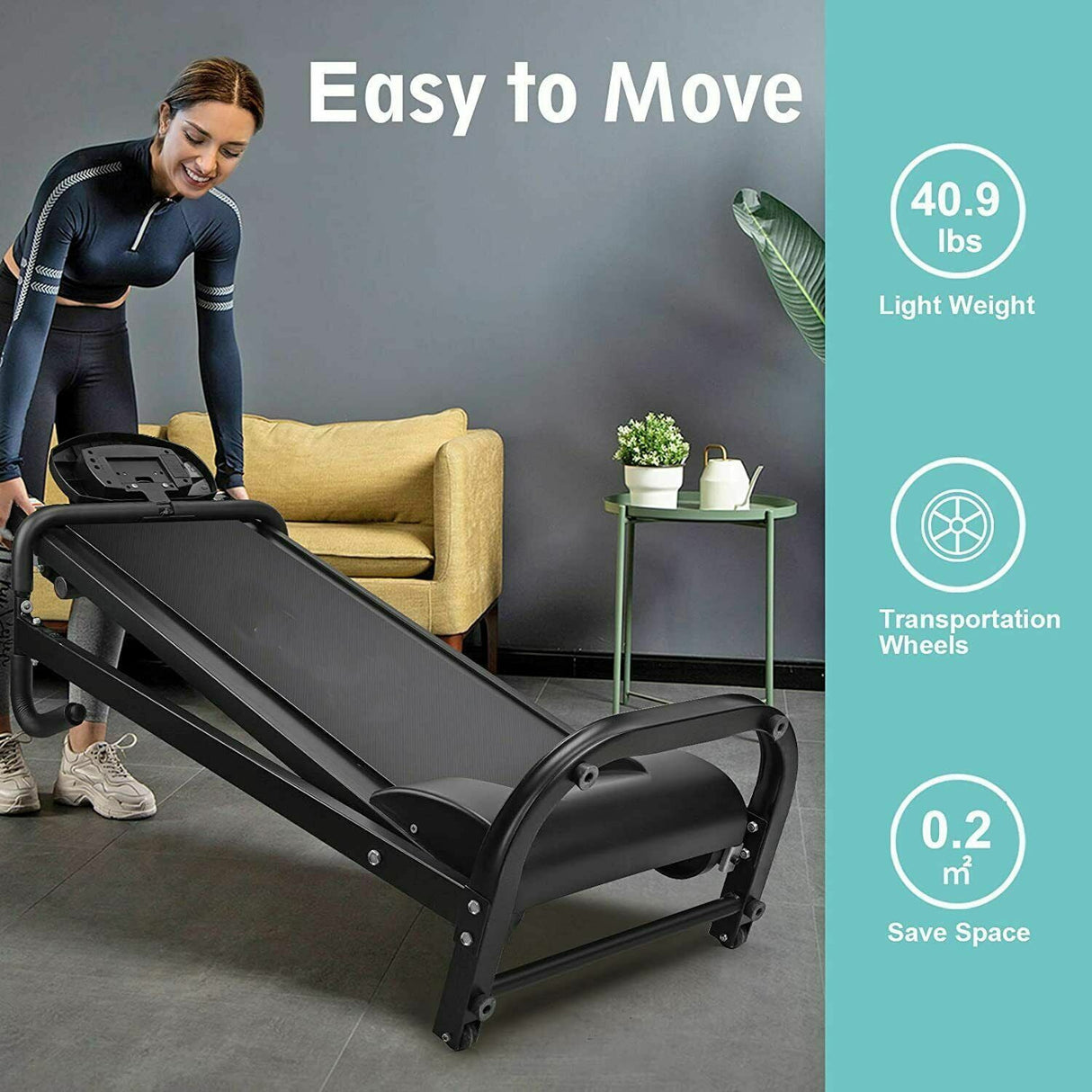 Folding Manual Walking Treadmill, Non-Electric Treadmill With Armrests And Lcd Display, Suitable For Aerobic Sport Fitness Equipment In Home Gym, Office, Apartment - Black by Couch.com