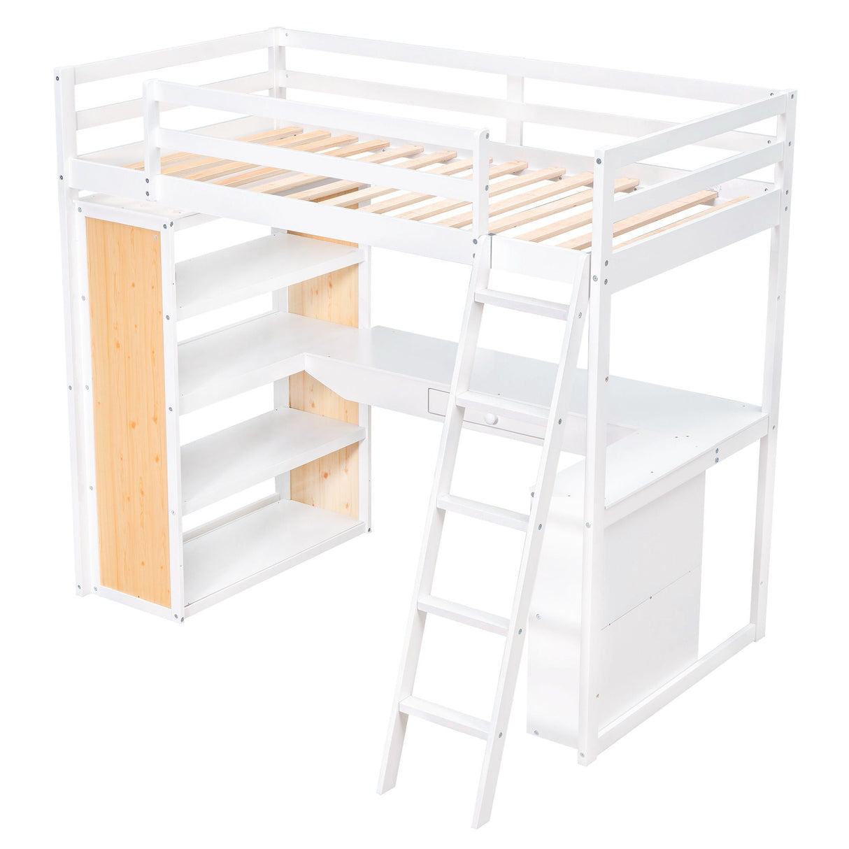 Loft Bed With Ladder, Shelves, And Desk by Couch.com