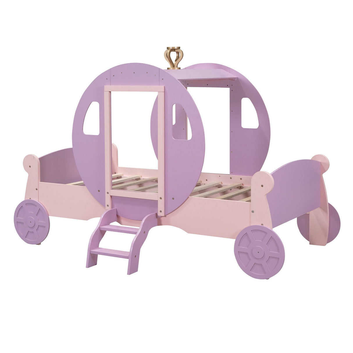 Princess Carriage Bed With Crown, Platform Car Bed With Stair by Couch.com