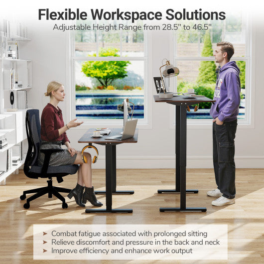 48 Inch x 24 Inch Ergonomic Electric Standing Desk with 3 Memory Settings for Home Office-Black