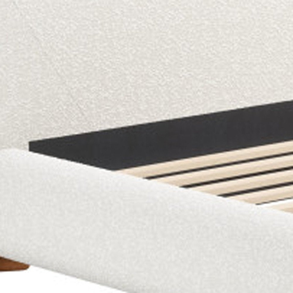 Ivory Solid Wood And Boucle King Bed Frame